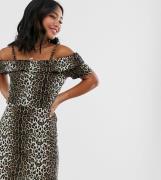 Vero Moda Petite - Bardotkjole med leopardprint-Multifarvet
