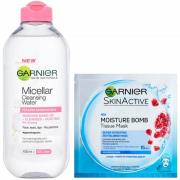 Garnier Micellar Water Sensitive Skin and Hydrating Face Sheet Mask for Dehydrated Skin Kit Exclusive