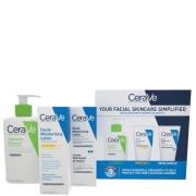 CeraVe Exclusive Skincare Routine Simplified Set for Face Cleansing & Moisturising with Hyaluronic Acid, SPF & Niacinamide