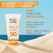 Garnier Ambre Solaire SPF 50+ Hydra 24 Hour Protect Hydrating Sun Cream Lotion With Vitamin C, 50ml