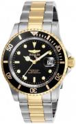 Invicta Herreur 26973 Pro Diver Sort/Gul guldtonet stål Ø40 mm