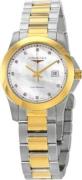 Longines Dameur L3.376.3.87.7 Conquest Ladies Hvid/Gul guldtonet
