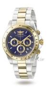 Invicta Herreur 3644 Speedway Blå/Gul guldtonet stål Ø39.5 mm