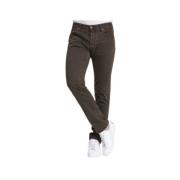 Slim Fit Brune Jeans med Blå Kontrast Syning