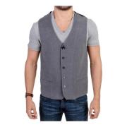 Gray cotton blend casual vest