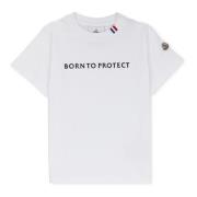 Hvid Bomuld Crewneck T-shirt til Drenge