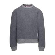 Grå Uld Fleece Crewneck Sweater med CB RWB Stripe