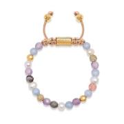 Women`s Beaded Bracelet with Aquamarine, Amethyst Lavender, Cherry Quartz, Pearls and Botswana Agate