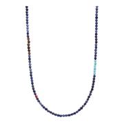 Faceted Dumortierite Necklace with Tiger Eye and Turquoise