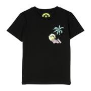 Sort børne T-shirt med Smiley Print