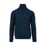 Denim Sweaters med Uld Blandet Turtleneck