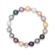 Women`s Wristband with Pastel Pearls and Silver