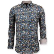 Italiensk luksus skjorte til mænd - Digitalt blomsterprint - 3062