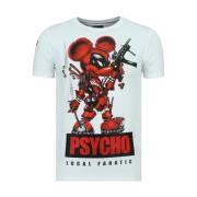 Rhinestones Psycho Mouse - Trykt T-shirt Herre - 6321W
