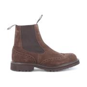 Brun Ruskind Chelsea Boot med Brogue Detalje