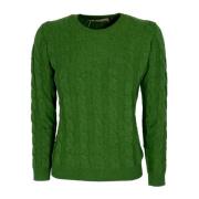 Grøn Cashmere og Uld Fletning Crewneck Sweater