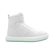 Hvide Læder High-Top Sneakers med Logo