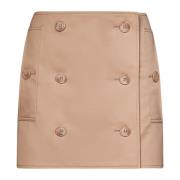 Beige Bomuld Nederdel med Trench-lignende Design