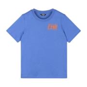 Blå Børne T-shirt med Orange Logo Print