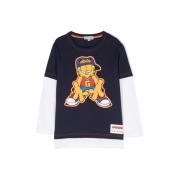 Blå Lagdelt Design Garfield Print T-shirts og Polos