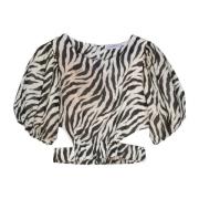 Zebra Print Cropped Skjorte