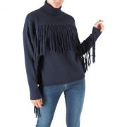 Fringed Oversized Turtleneck