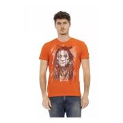 Herre Orange Bomuld T-Shirt med Frontprint