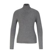 Lys Grå Melange Uld-Silke Turtleneck Sweater