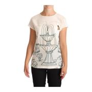 Hvid Silke Have Springvand T-Shirt Bluse