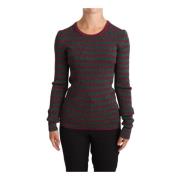 Multifarvet Stribet Crew Neck Pullover Sweater