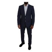 Blåt uld MARTINI 3-delt Slim Fit jakkesæt