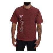 Maroon Print Rund Hals T-shirt