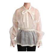 Hvid Silke Ascot Krave Bluse