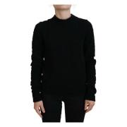 Sort Uldstrik Crewneck Sweater