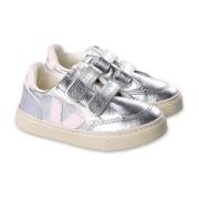 Sølv Falsk Læder Baby Pige Sneakers med Velcro
