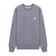 Grå Mélange Crew-Neck Sweatshirt med Guld Stjerne