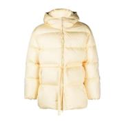 Beige Side-Stripe Puffer Jakke