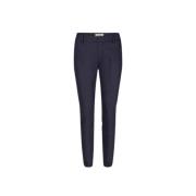 Elegante Marineblå Slim-Fit Bukser med Stribet Detalje