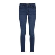 Slim-Fit High Rise Blå Jeans med Broderi