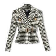 Tweed blazer med hakrevers