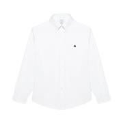 Hvid Regular Fit Non-Iron Stretch Supima Bomulds Skjorte med Button-Down Krave