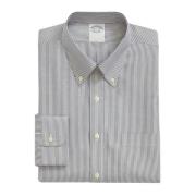 Marineblå Regular Fit Non-Iron Stretch Supima Bomuld Pinpoint Oxford-Stof Skjorte med Button-Down Krave