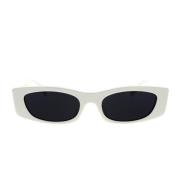 Geometriske solbriller i hvid acetat med mørke røgfarvede linser