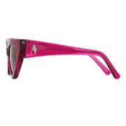 Transparent Pink Cat-Eye Solbriller med Røde Linser