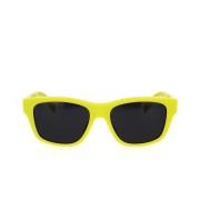 Geometriske solbriller med gul fluorescerende stel og grå linser