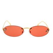 Feminine Oval Solbriller i Guld og Koralfarvet