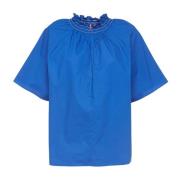 Blå Holiday Skjorte med Rynke Krave