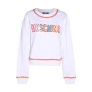 Hvid Orange Sweatshirt med Broderet Logo