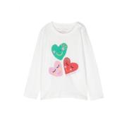 Hvid Hjerte Print Børne T-Shirt