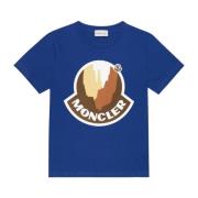 Blå Børne T-shirt med Logo Print